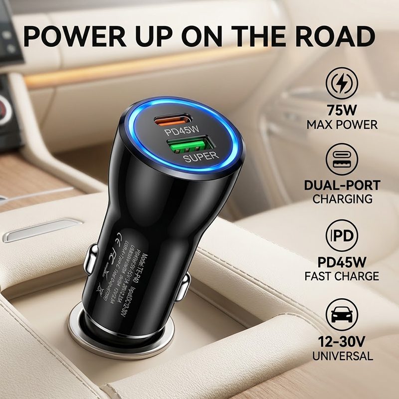Travel Adapter Universal - Chargeur de voiture USB C double